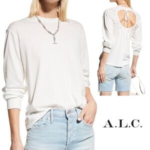NWT A.L.C. Marco Keyhole Open Back White Cotton Pullover Top MSRP $175